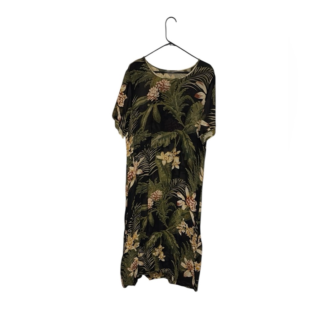 Gorgeous Floral Black and Green Dress | Vintage Antique Look & Feel